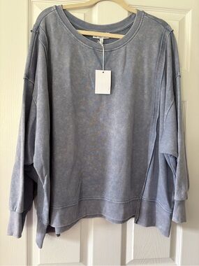 Jessica Simpson Washed Light Blue Oversized Sweatshirt
